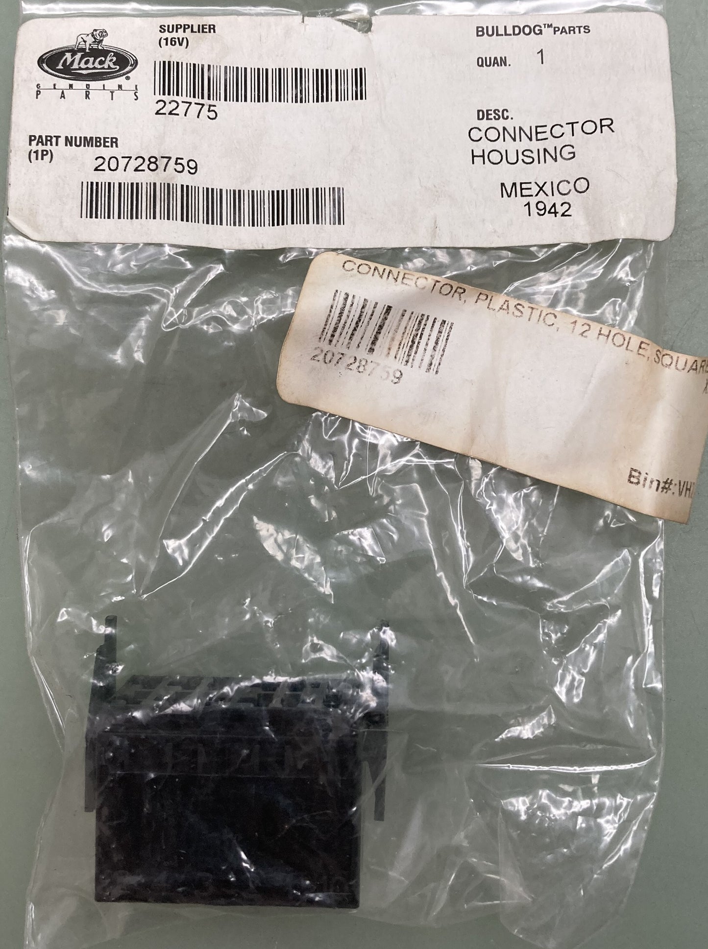 New Genuine Mack 20728759 Auxiliary HVAC Connector