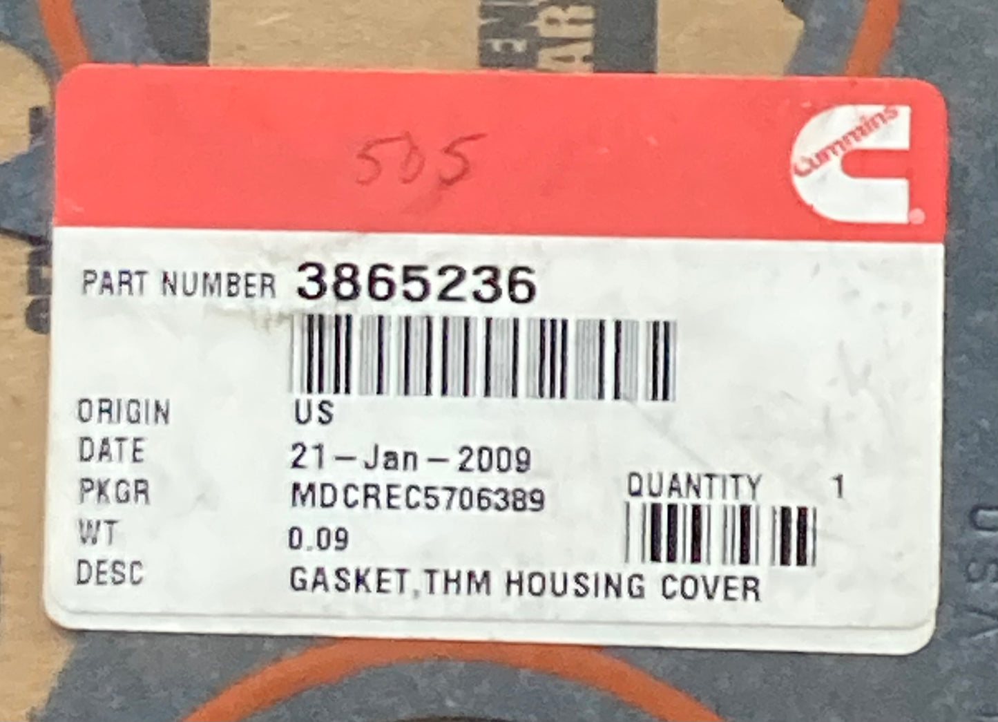 New Genuine Cummins 3865236 Thermostat Housing Gasket
