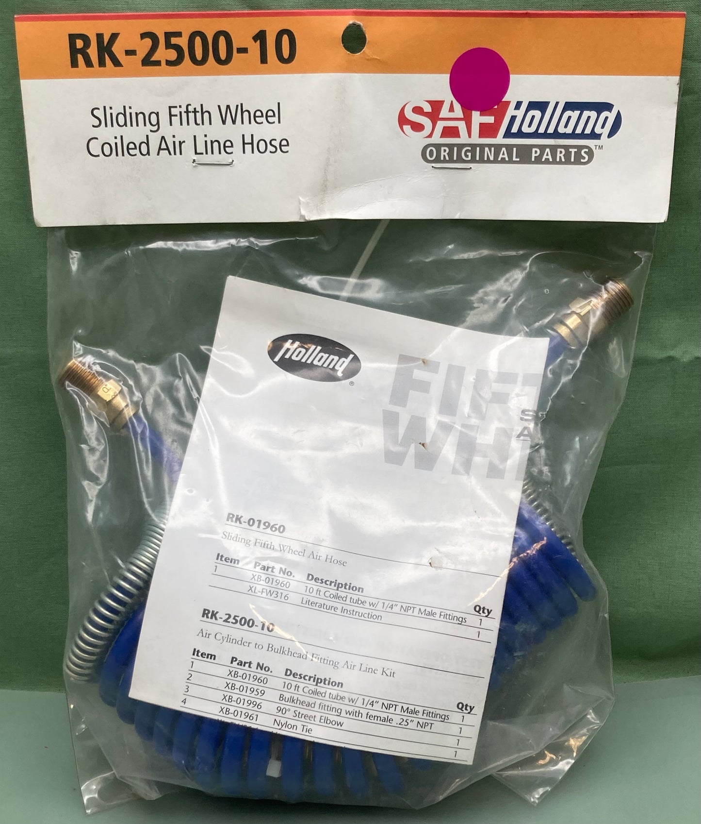 New Genuine SAF-Holland RK-2500-10 Fifth Wheel Trailer Hitch Air Line
