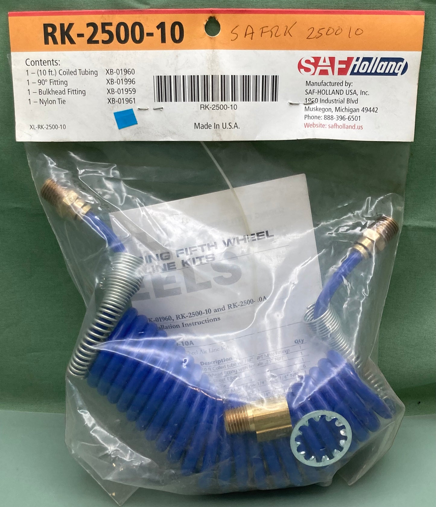 New Genuine SAF-Holland RK-2500-10 Fifth Wheel Trailer Hitch Air Line