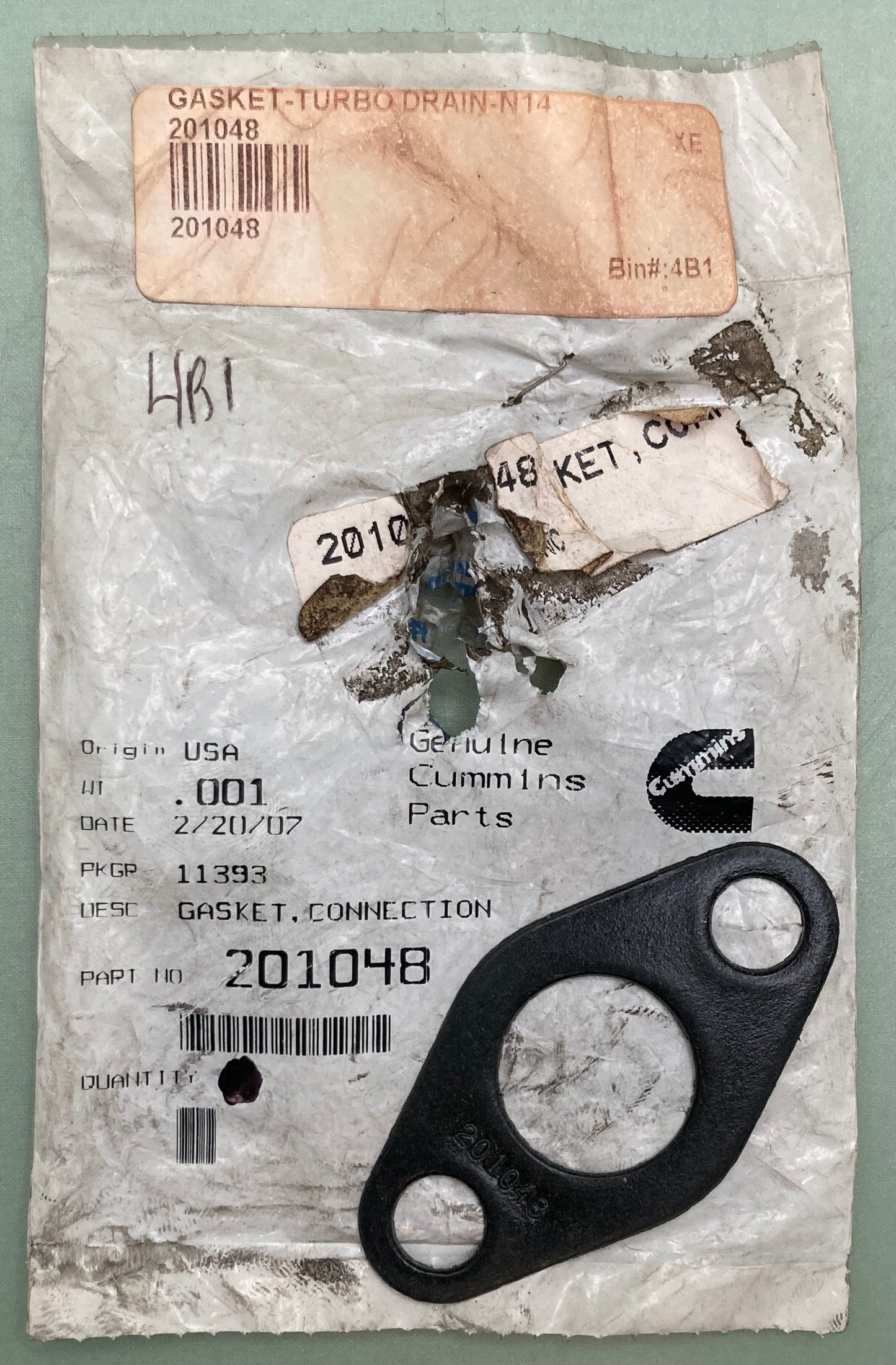 5 Pk New Genuine Cummins 201048 Gasket, Connection