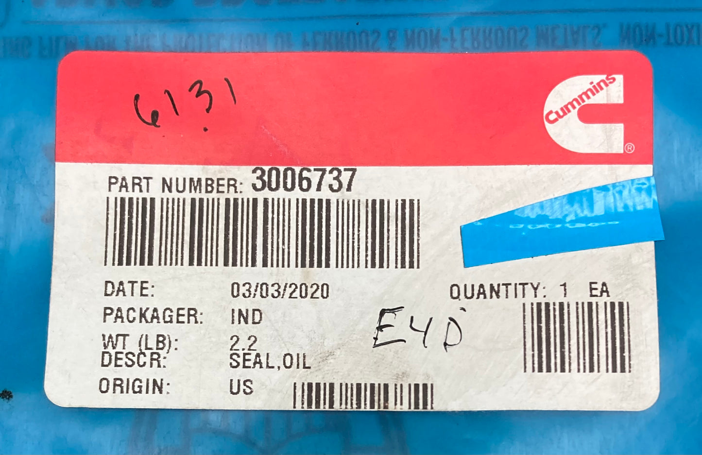 New Genuine Cummins 3006737 Oil Seal