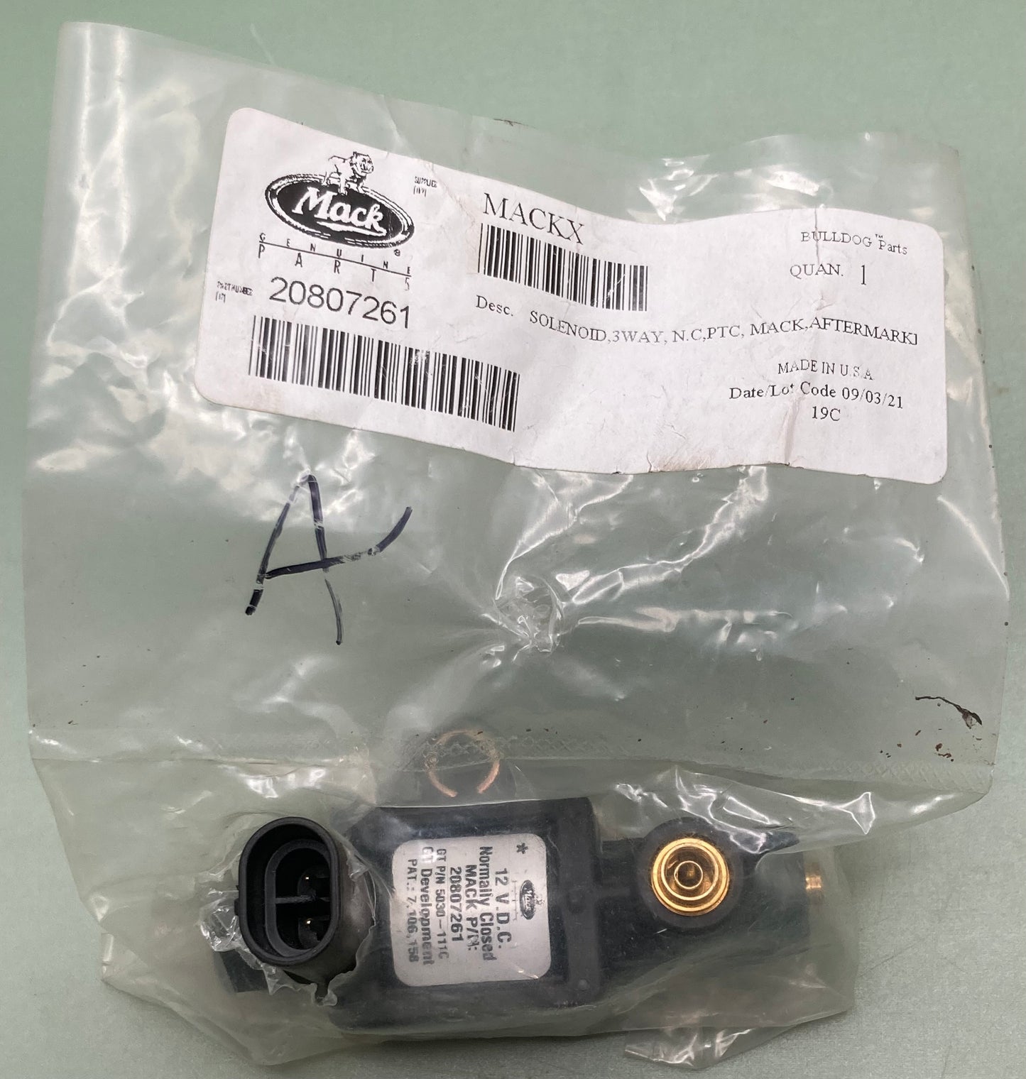 New Genuine Mack 20807261 Solenoid, 3-Way
