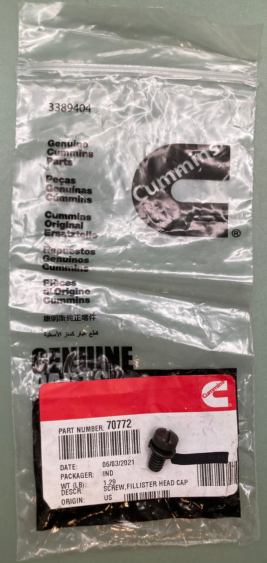 QTY 4 New Genuine Cummins 70772 Screw, Fillister Head Cap