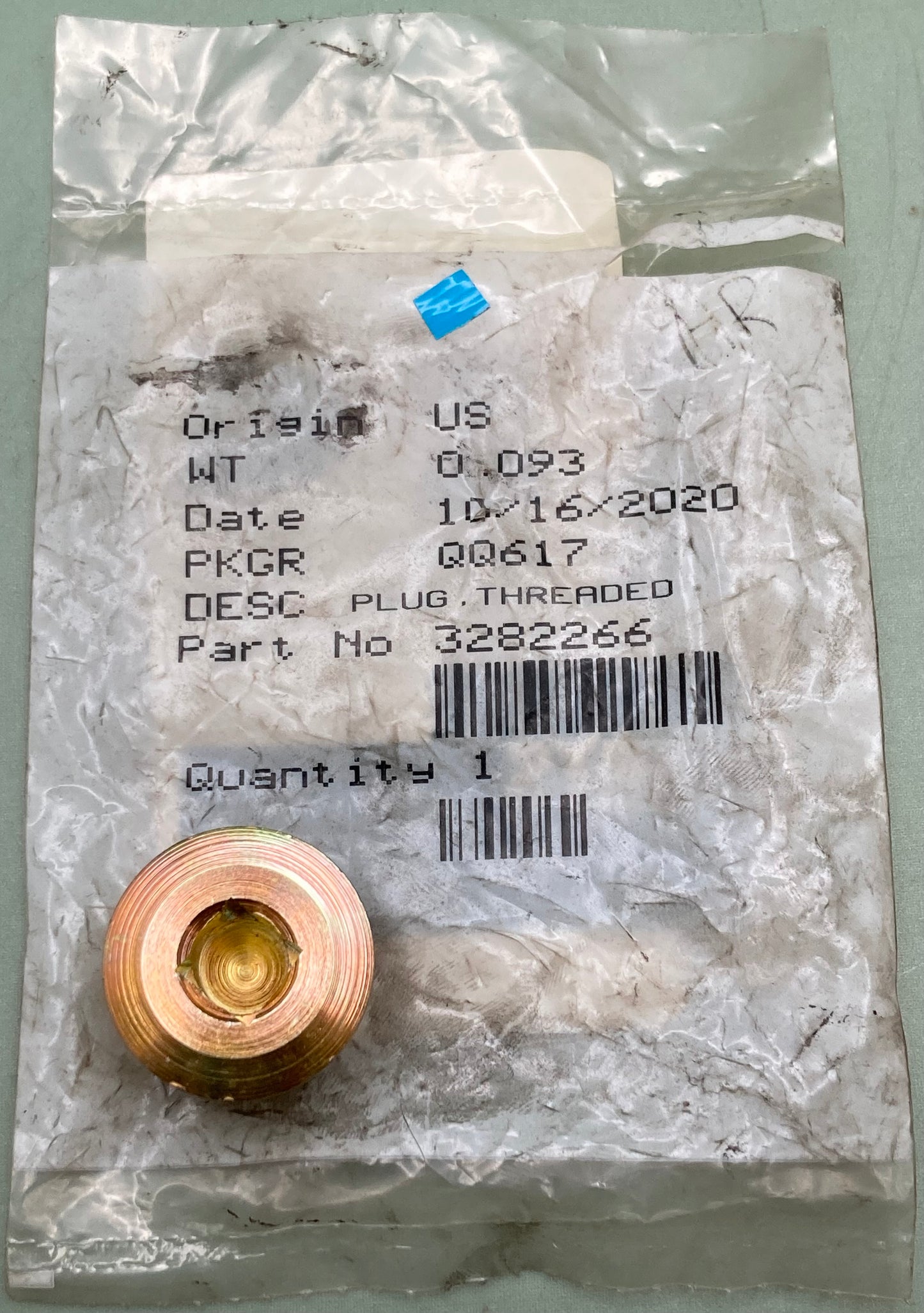 New Genuine Cummins 3282266 Plug, Threaded