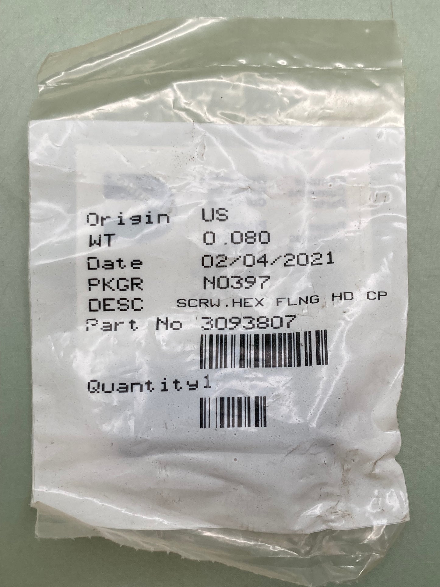 QTY 5 New Genuine Cummins 3093807 Screw, Hex Flange Head Cap