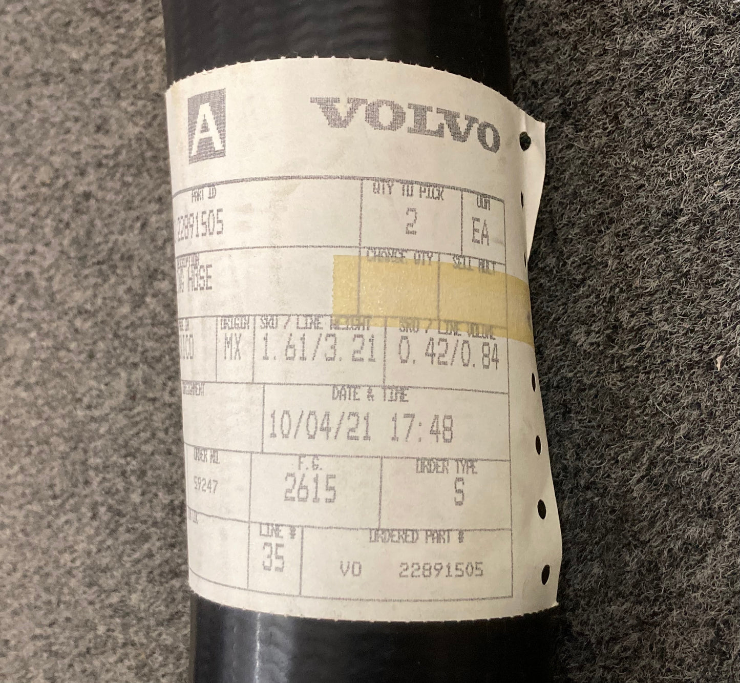 New Genuine Volvo 22891505 Coolant Hose