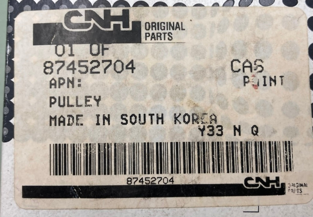 CNH 87452704 Pulley New Genuine 86975356; 87452703; J926858