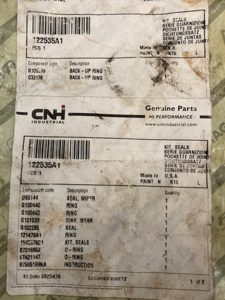 CNH Industrial 122535A1 Seal Kit New Genuine