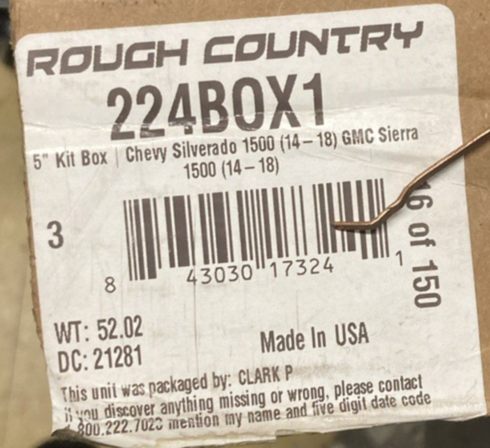 New Genuine Rough Country 224BOX1 5 INCH SUSPENSION KIT CHEVROLET SILVERADO/GMC