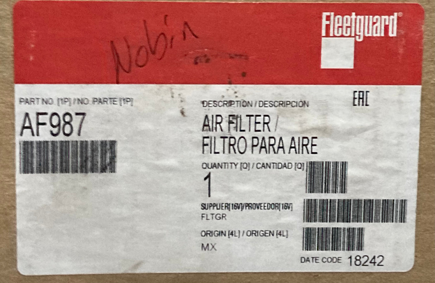 New Genuine Fleetguard AF987 Air Filter