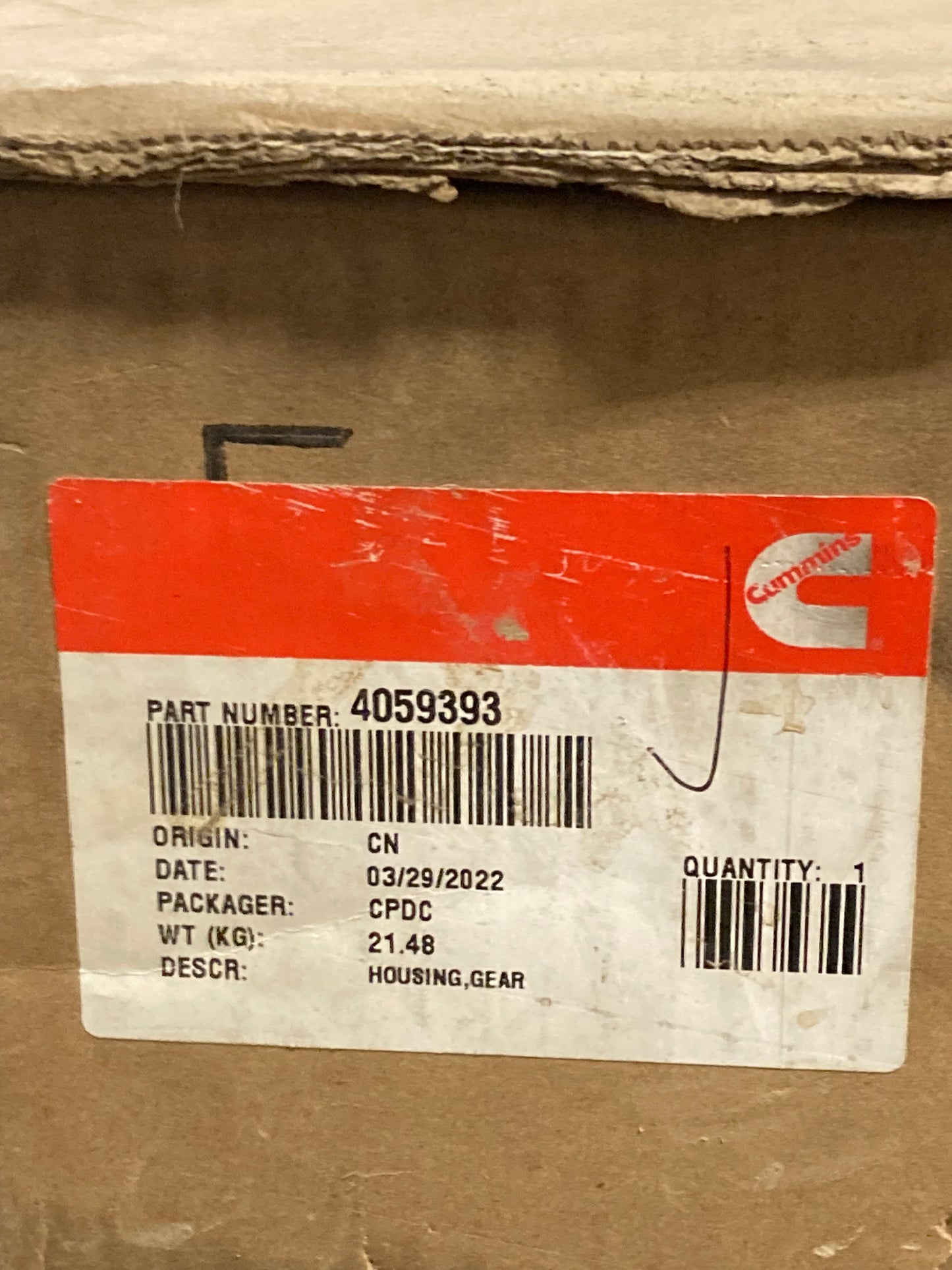 New Genuine Cummins 4059393 Steering Gear Housing