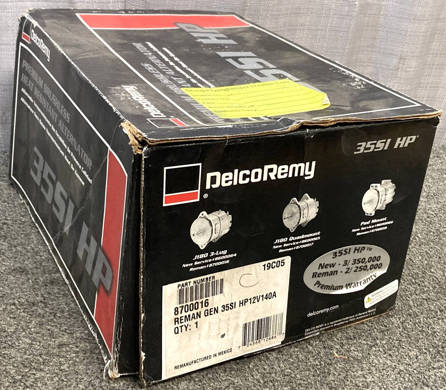 New Genuine Delco Remy 8700016 Premium Brushless Heat Resistant Alternator