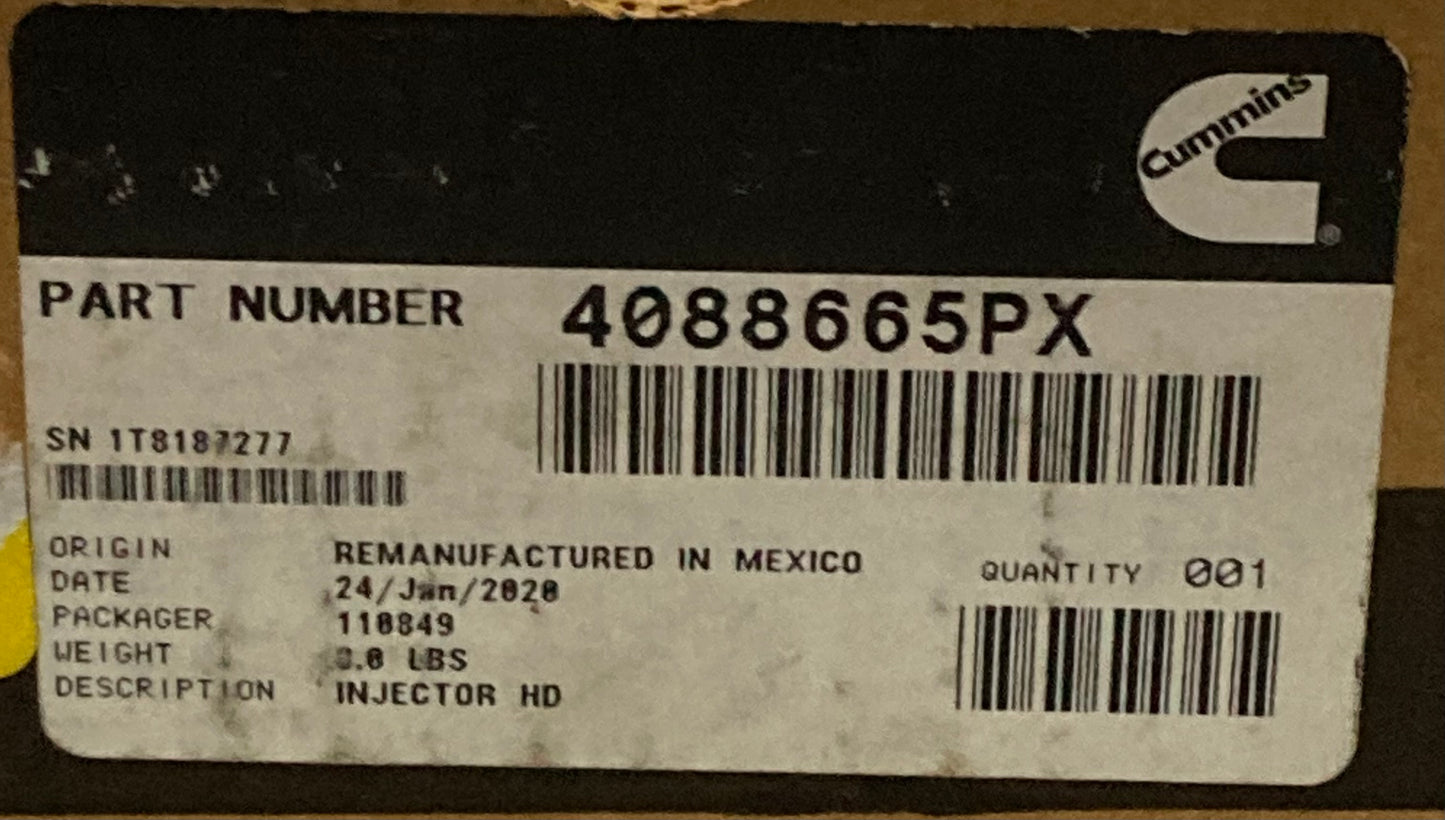 Remanufactured Genuine Cummins 4088665PX Fuel Injector