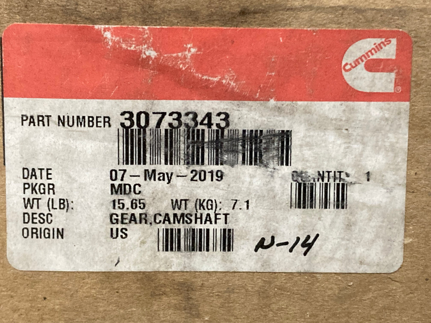 New Genuine Cummins 3073343 Camshaft Gear