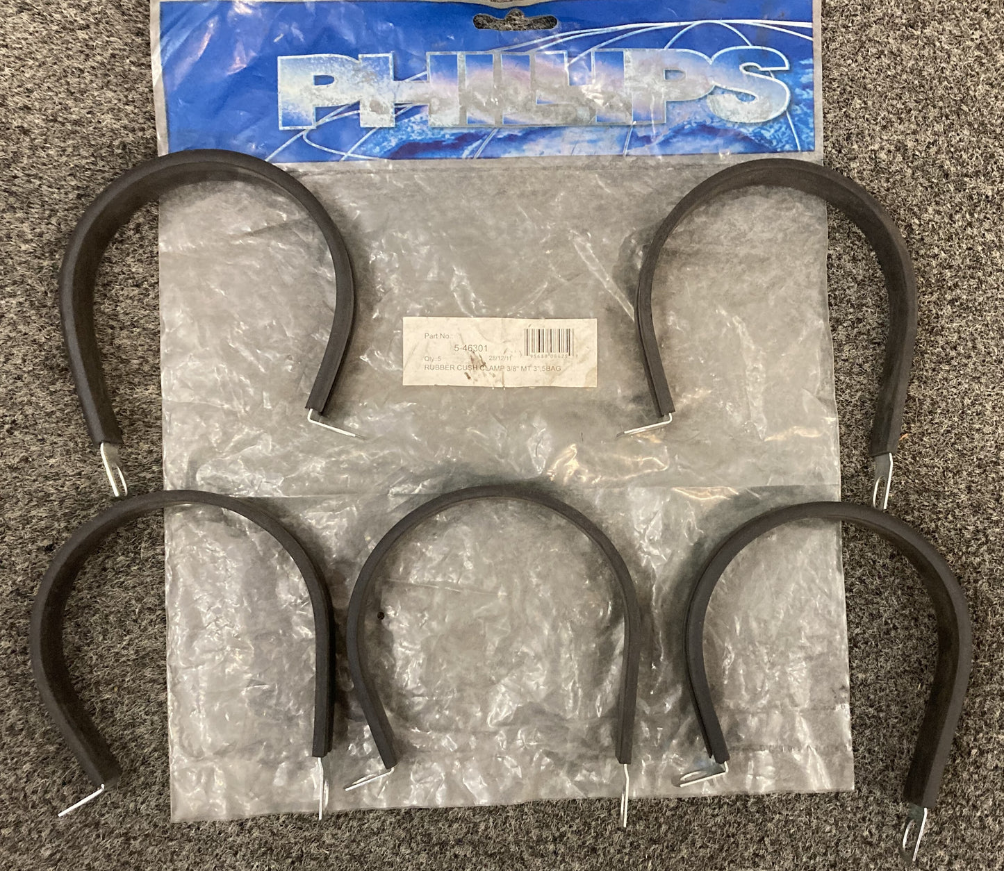 QTY 5 New Genuine Phillips 5-46301 Rubber Cush Clamp 3/8" MT 3"