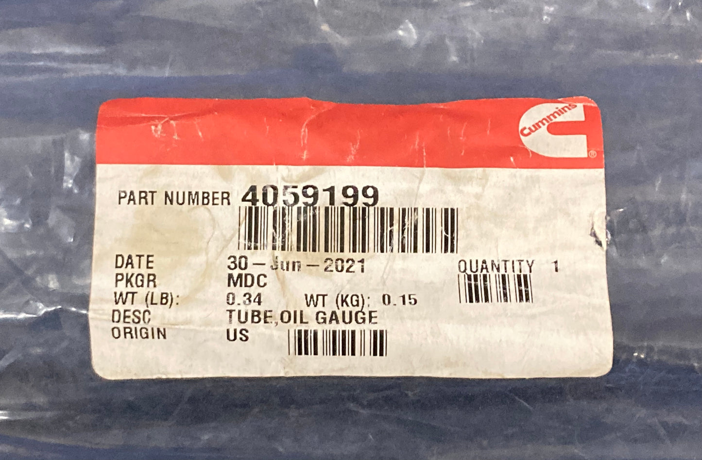 New Genuine Cummins 4059199 Tube, Oil Gauge