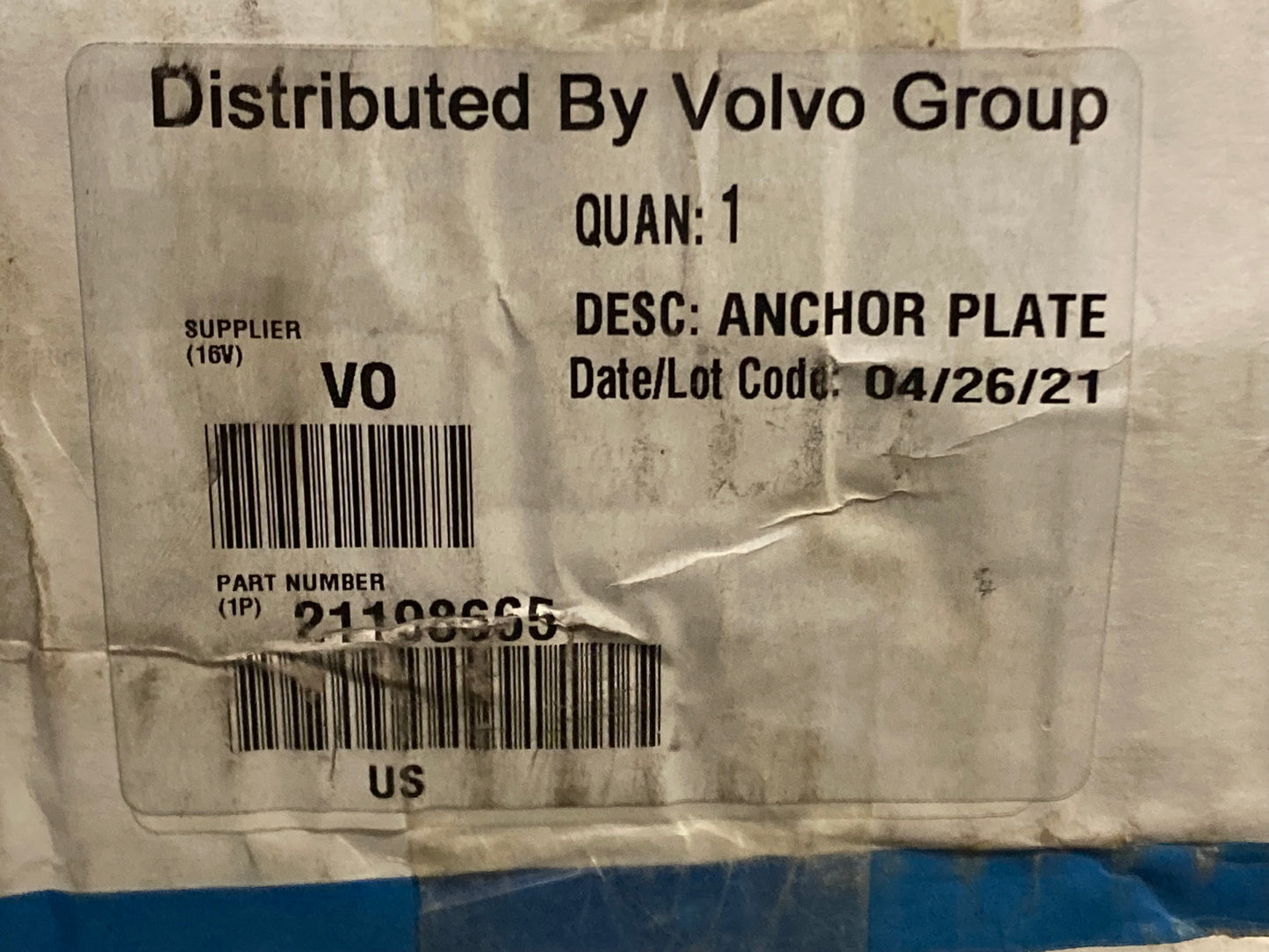 New Genuine Volvo 21198665 Anchor Plate