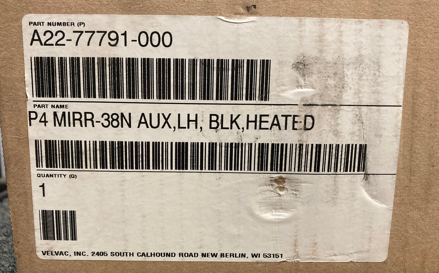 New Genuine Freightliner A22-77791-000 P4 Mirror-38N AUX Left Hand Heated, Black