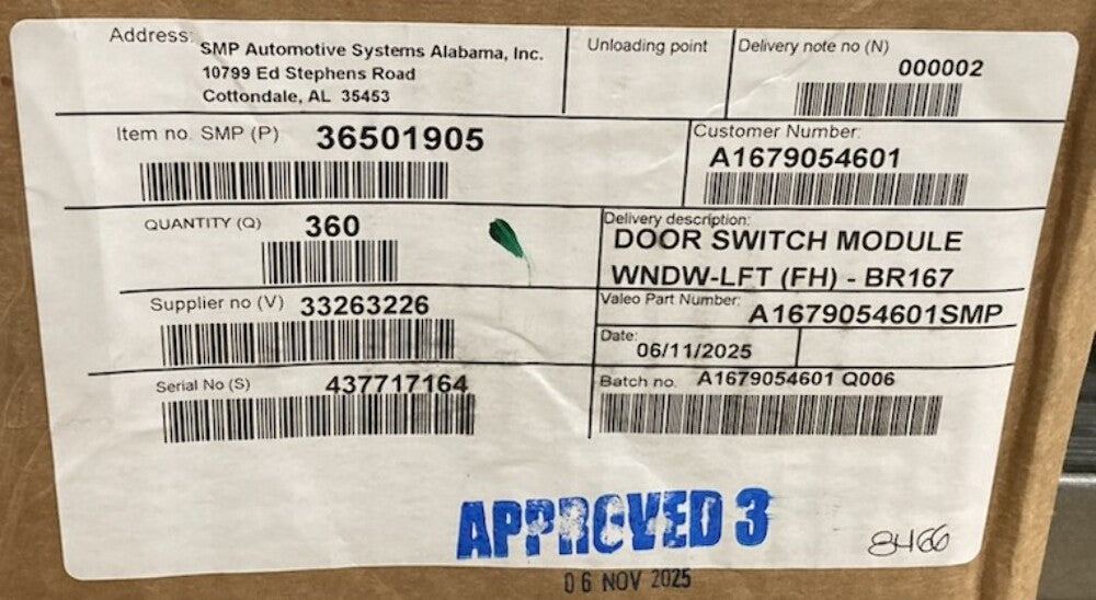 Mercedes-Benz A1679054601 Window Switch New Genuine