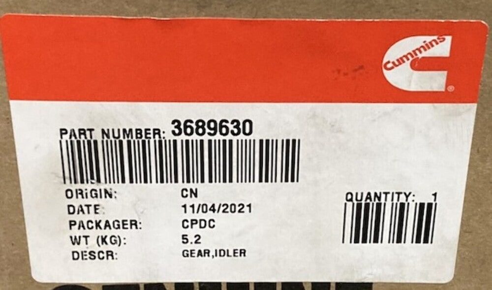 Cummins 3689630 Idler Gear New Genuine