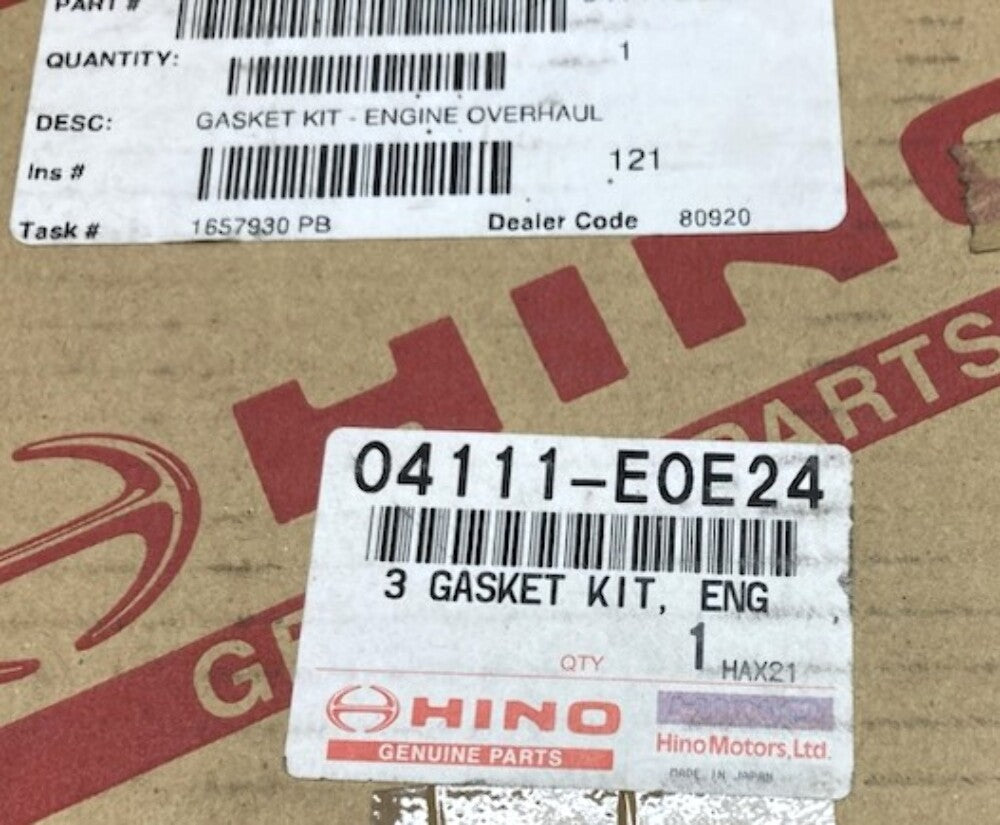 Hino 04111-E0E24 Engine Gasket Kit New Genuine Incomplete Kit
