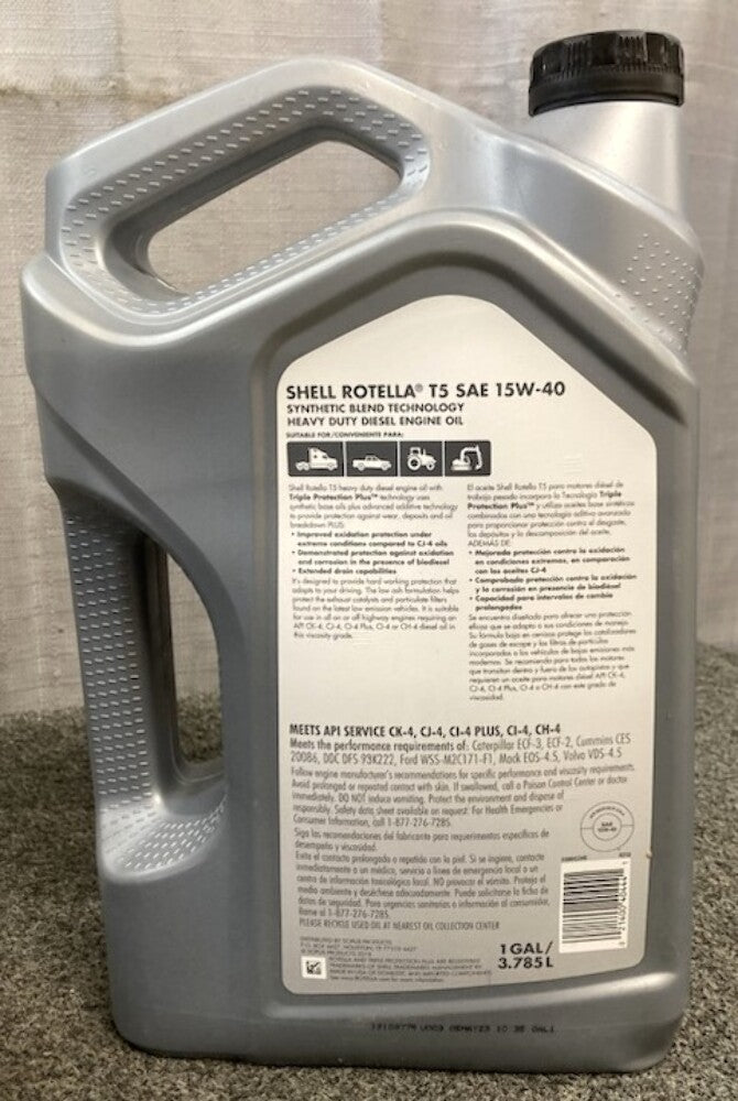 Shell Rotella SAE 15W-40 T5 Synthetic Blend Heavy Duty Diesel Engine Oil 1 Gal.