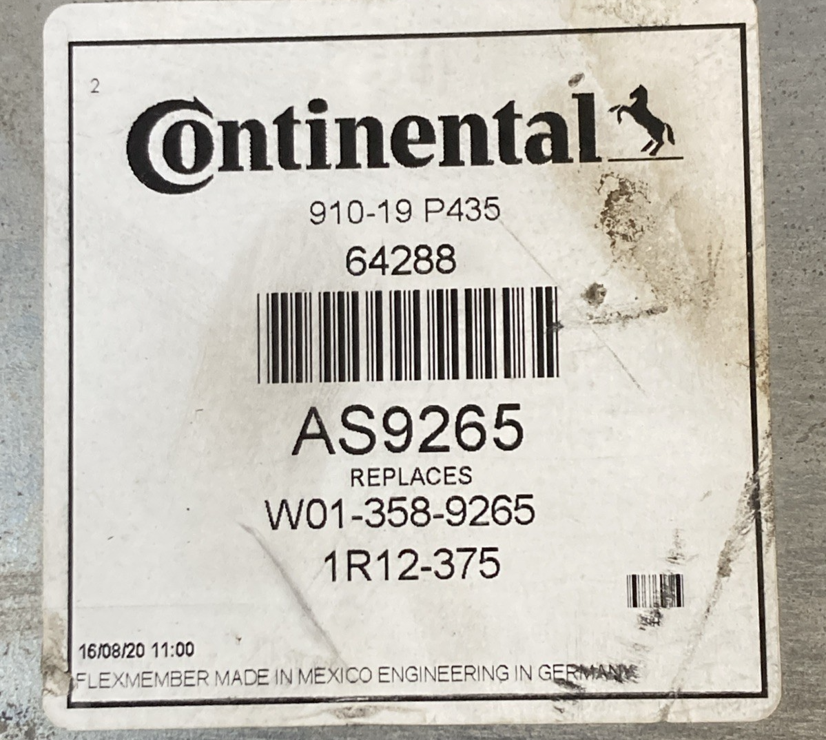 New Genuine Continental AS9265 Air Spring Replaces W01-358-9265, 1R12-375