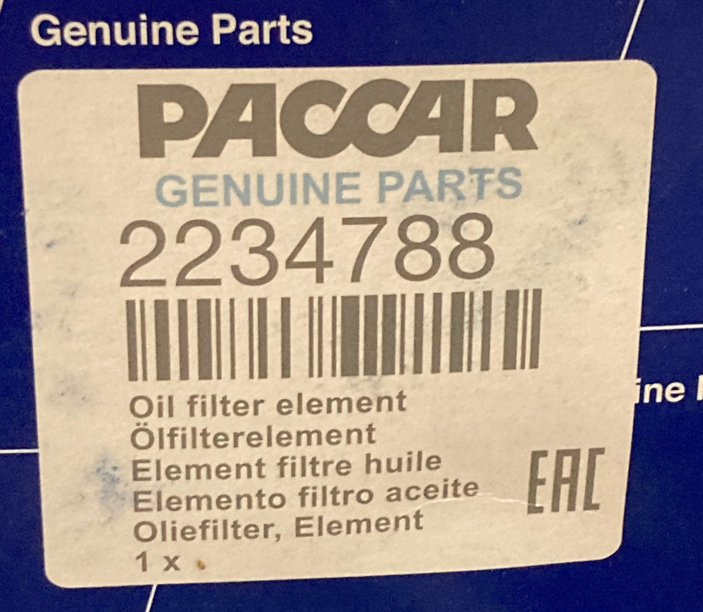 Paccar 2234788 Oil Filter Element New Genuine