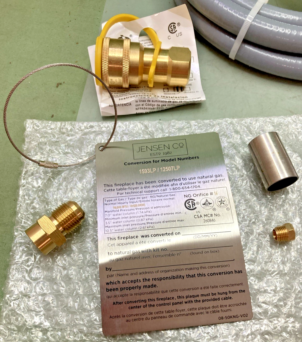 New Genuine Jensen Co U0002-09 Natural Gas Conversion Kit for Fireplace