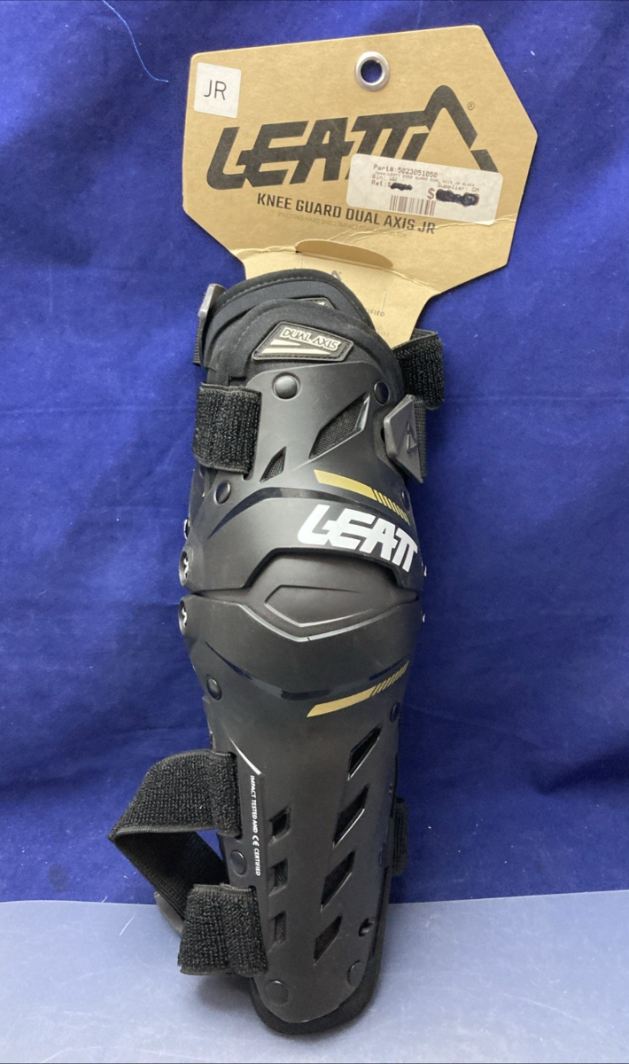 NEW GENUINE LEATT 5023051050 KNEE GUARD DUAL AXIS JR BLACK