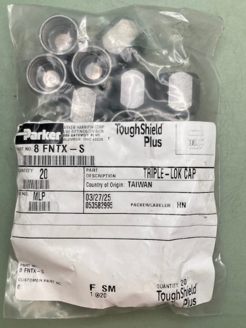 QTY 25 PARKER 8 FTX-S Triple-Lok Cap New Genuine