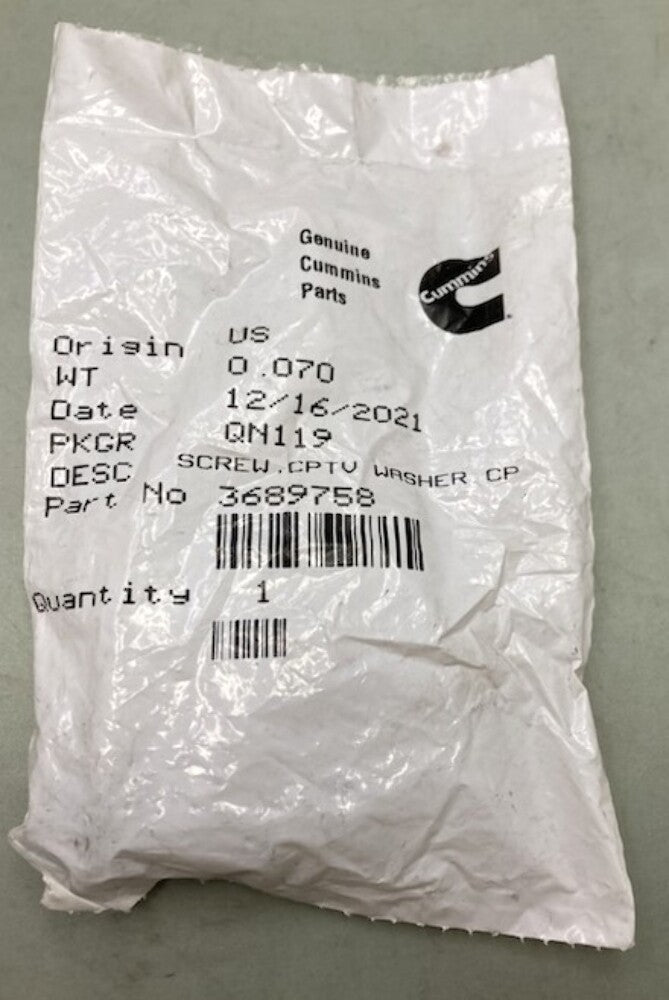 Cummins 3689758 Screw, Captive Washer New Genuine