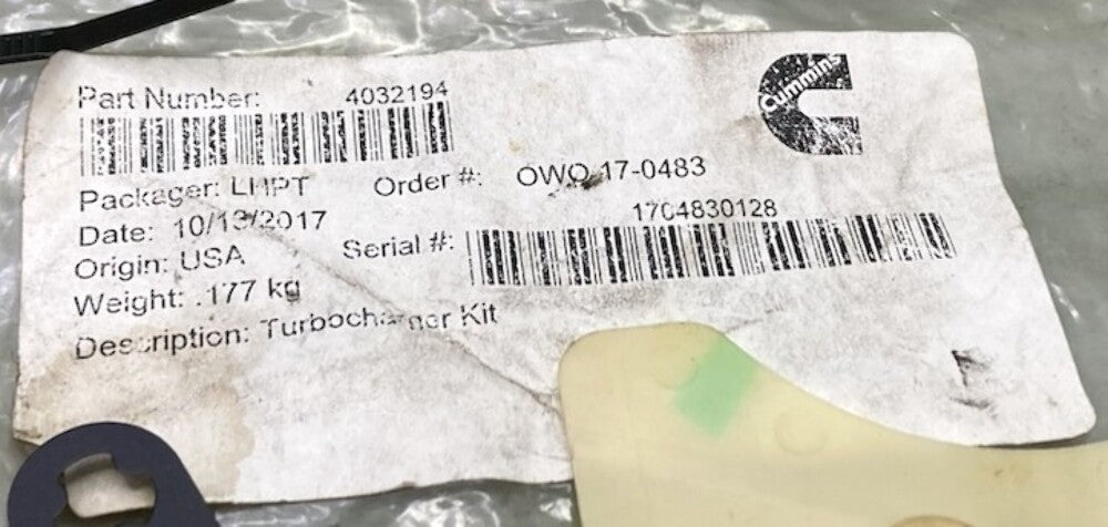 Cummins 4032194 Turbocharger Kit New Genuine Incomplete Kit