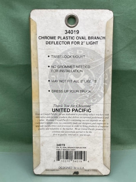 United Pacific 34019 OVAL BRANCH DEFLECTOR 2" LIGHT CHROME PLASTIC New Genuine