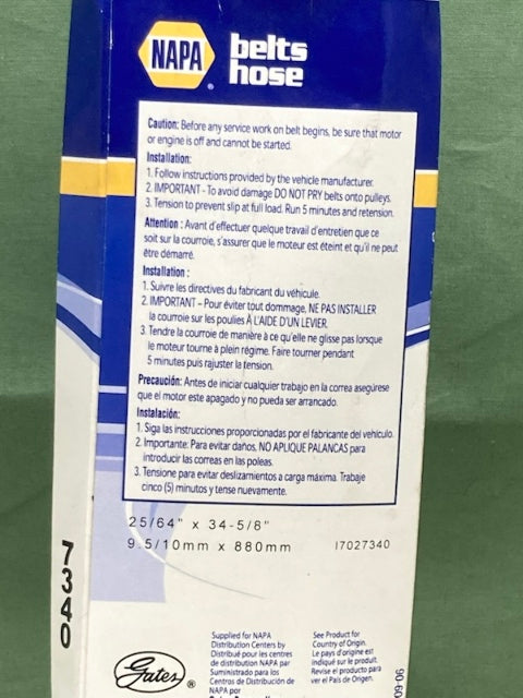 Napa 7340 XL BELT New Genuine
