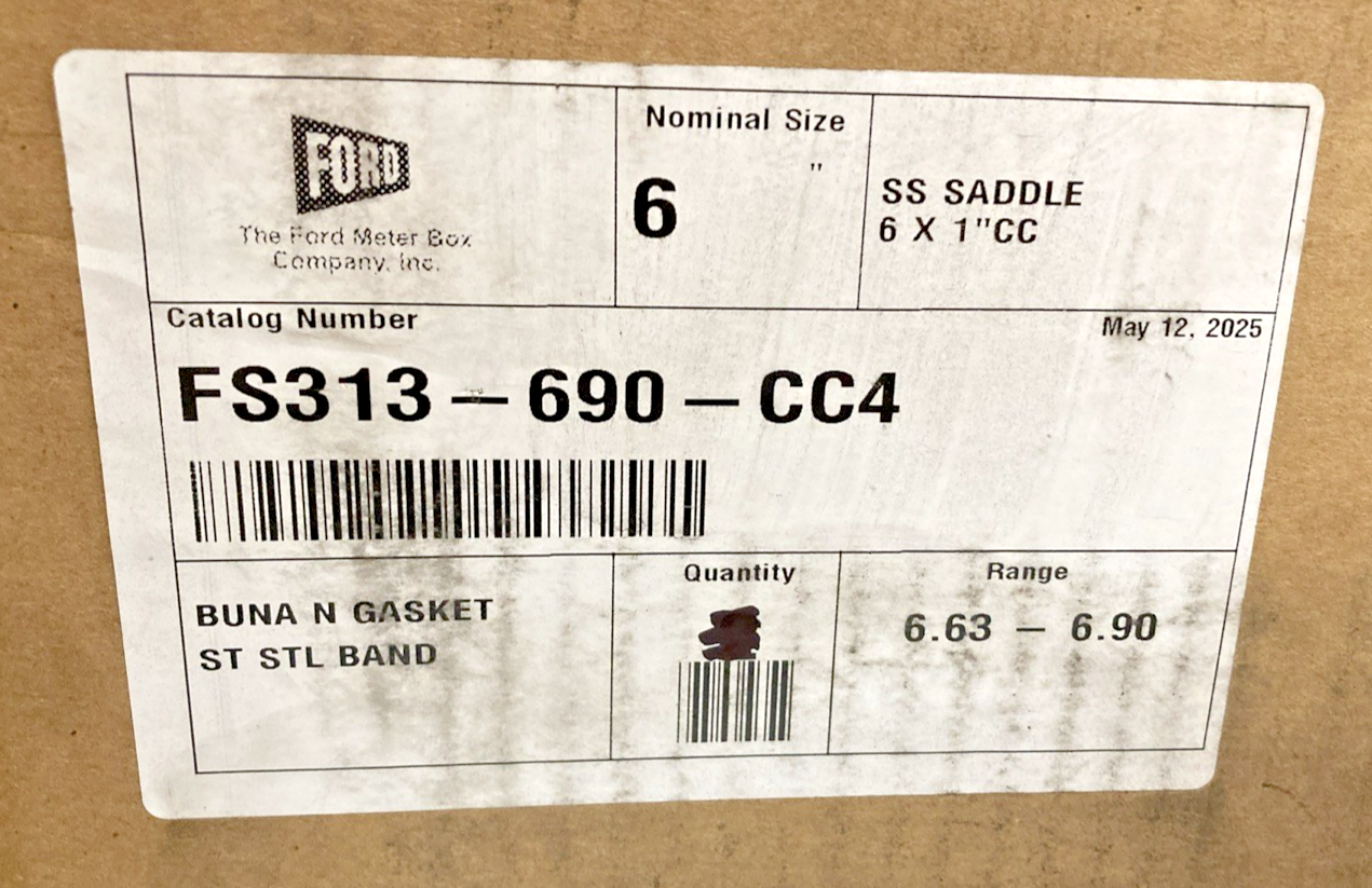 New Genuine Ford Meter Box FS313-690-CC4 Stainless Steel Strap Saddle 6x1" CC 6.