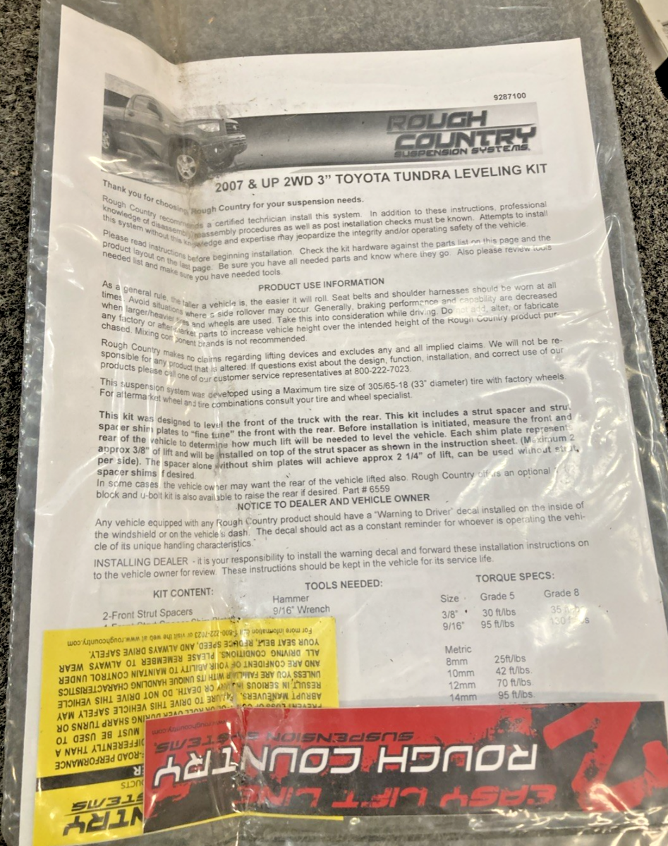 New Genuine Rough Country 871 Leveling Kit for Toyota Tundra 2.5-3"