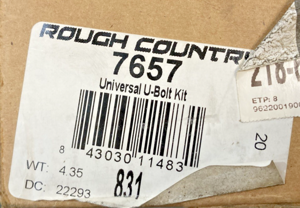 New Genuine Rough Country 7657 Universal U-Bolt Kit
