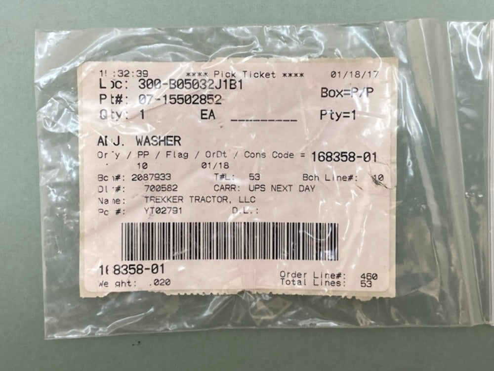Trekker Tractor 07-15502852 ADJ Washer New Genuine