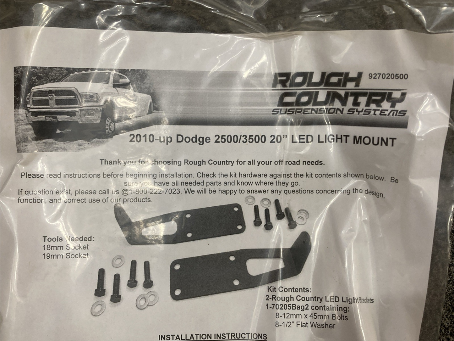 New Genuine Rough Country 70206 LED Bumper Mount Ram 2500/3500 4WD (2010-2018)