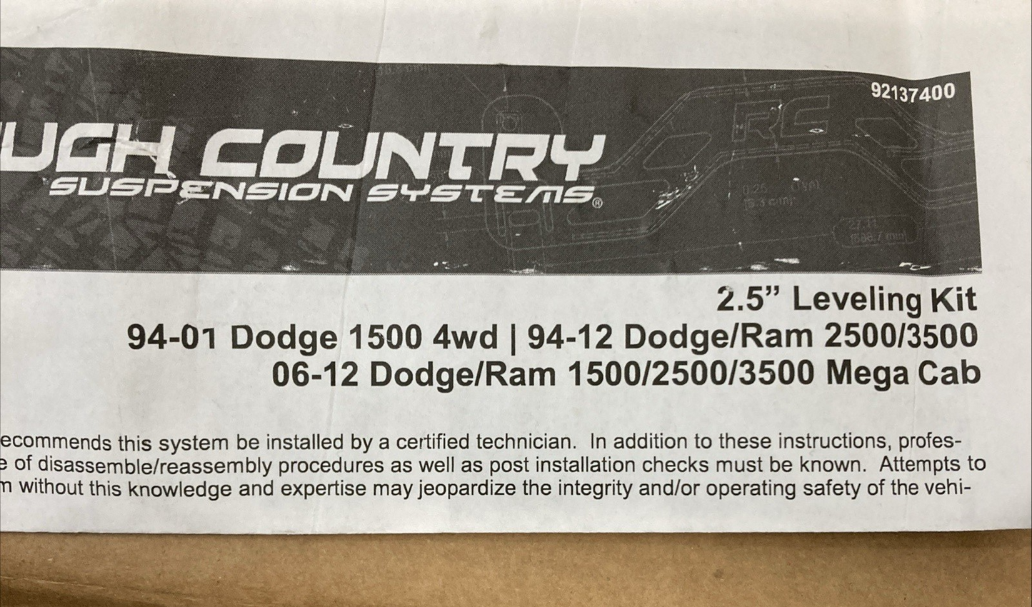 New Genuine Rough Country 1374 2.5" Leveling Kit Dodge 1500 94-01 4wd