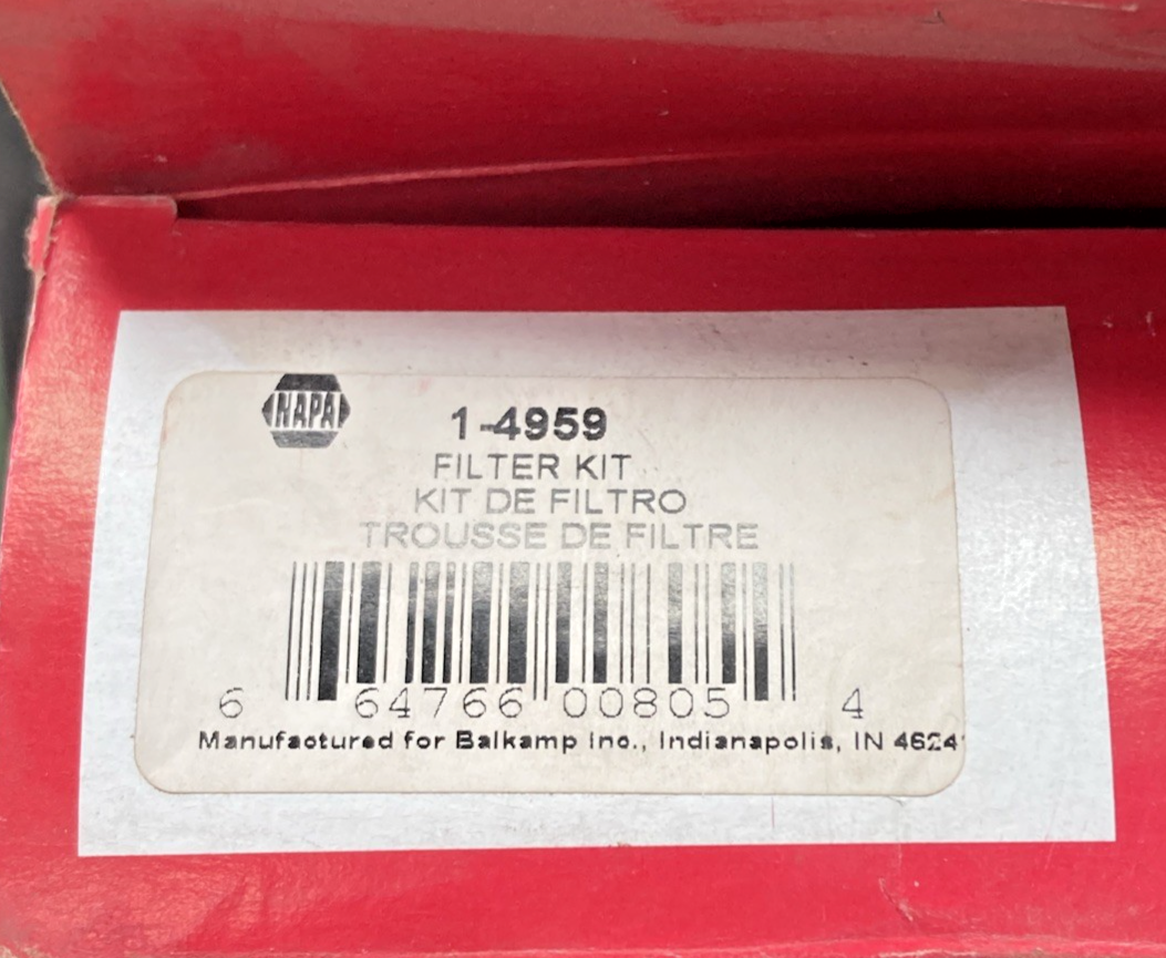 New Genuine Napa 1-4959 Filter Kit