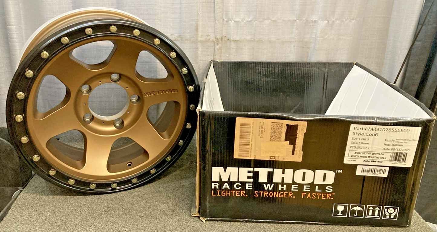New Genuine Method Race Wheels MR31078555900 17x8.5 5x139.7 108mm Bronze/Black