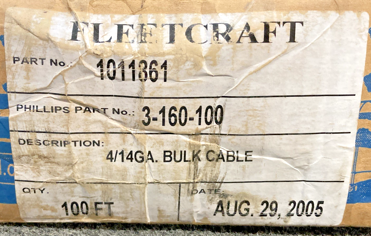 New Genuine Fleet Craft 1011861 Bulk Cable 4/14 GA 100ft